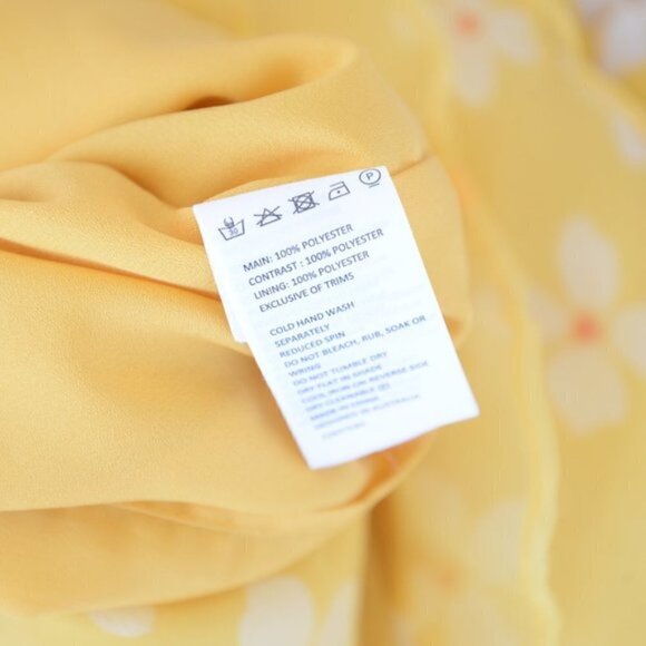 Bardot Yellow Abstract Daisy Yellow Wrap Short Sleeve Mini Dress Sz 8 - Picture 9 of 9